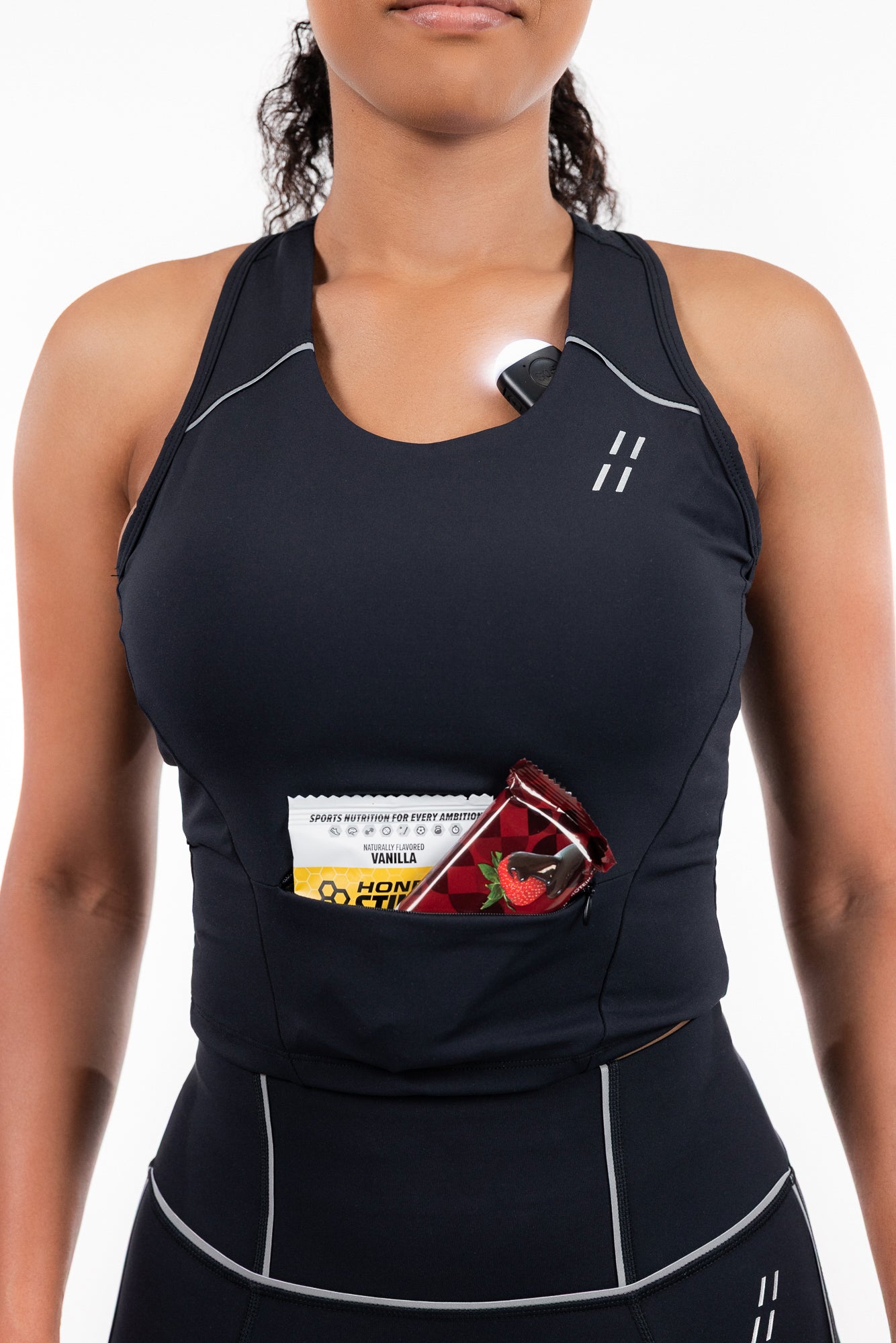 High Impact Reflective Pocket Sports Bra (Black)