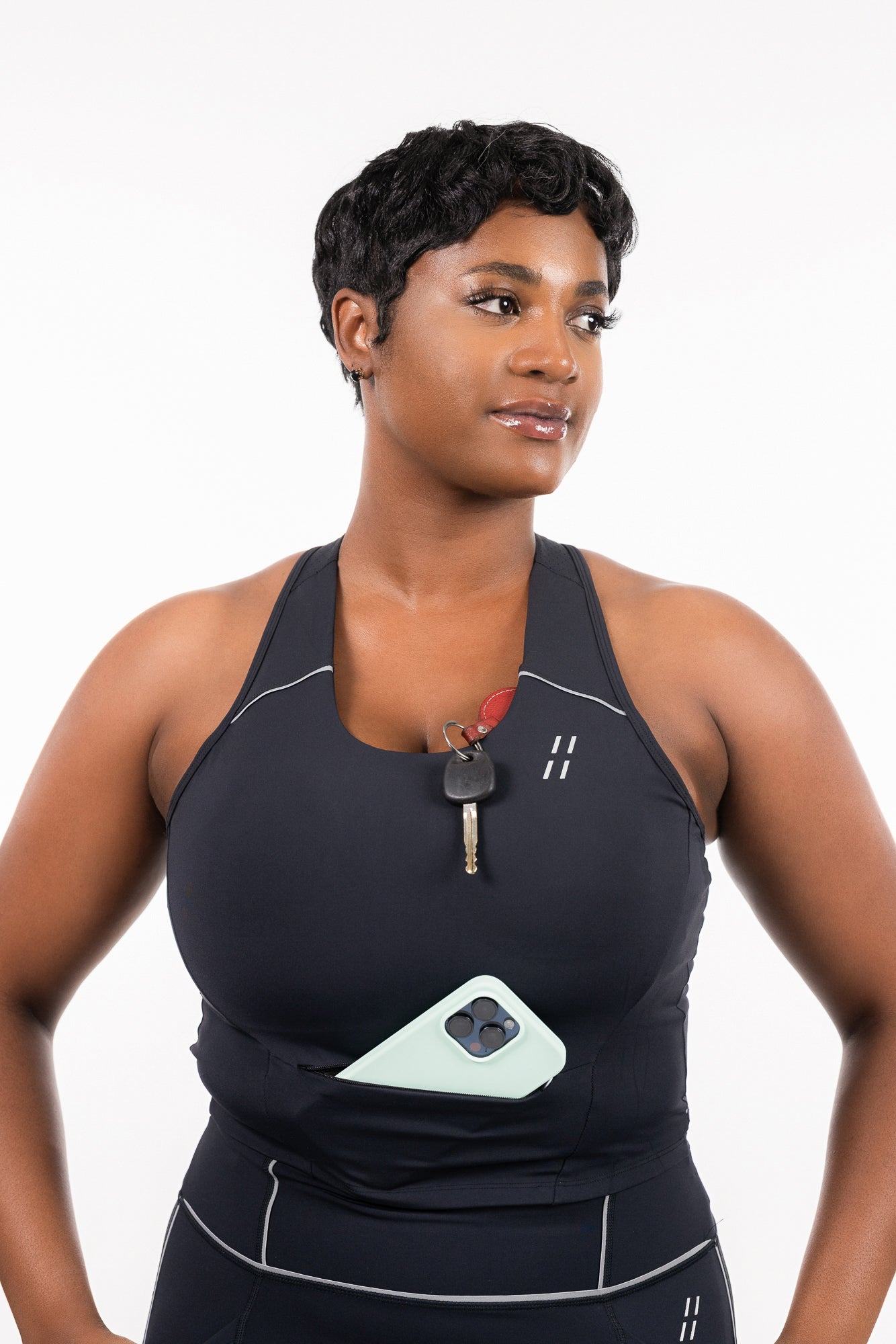 High Impact Reflective Pocket Sports Bra (Black)