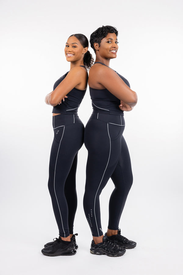 Body Sculpting Reflective Leggings (Black)